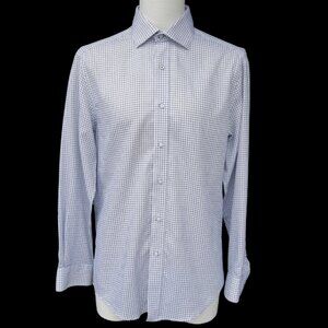 Daniel Hechter Paris SZ M 100% Cotton Green Teal Pattern Men's Button Up Shirt